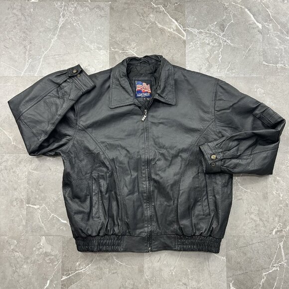 Special Forces Jacket Mens XL Leather Coat Military Patch Skull Green Beret - Picture 3 of 11